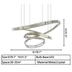 Elegant Restaurant Rings Crystal Chandelier Foyer Living Room Ceiling Pendant Light Fixture - fovolighting