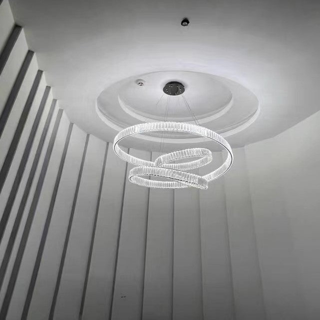 Elegant Restaurant Rings Crystal Chandelier Foyer Living Room Ceiling Pendant Light Fixture - fovolighting