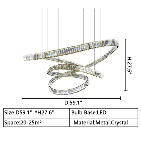 Elegant Restaurant Rings Crystal Chandelier Foyer Living Room Ceiling Pendant Light Fixture - fovolighting