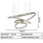 Elegant Restaurant Rings Crystal Chandelier Foyer Living Room Ceiling Pendant Light Fixture - fovolighting