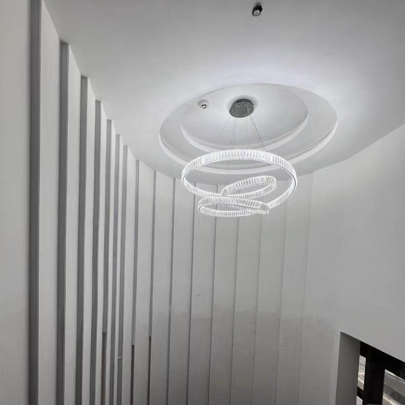 Elegant Restaurant Rings Crystal Chandelier Foyer Living Room Ceiling Pendant Light Fixture - fovolighting