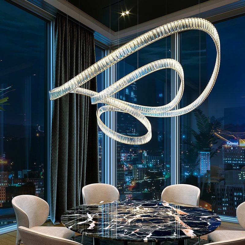 Elegant Restaurant Rings Crystal Chandelier Foyer Living Room Ceiling Pendant Light Fixture - fovolighting