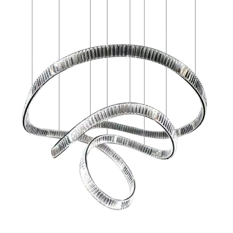 Elegant Restaurant Rings Crystal Chandelier Foyer Living Room Ceiling Pendant Light Fixture - fovolighting