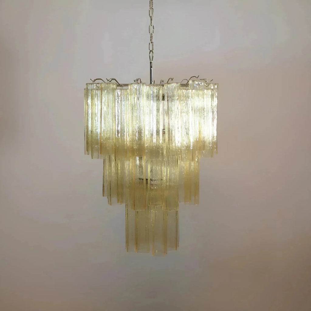Elegant Yellow Murano Glass Tube Chandelier 25.6" - fovolighting