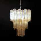 Elegant Yellow Murano Glass Tube Chandelier 25.6" - fovolighting