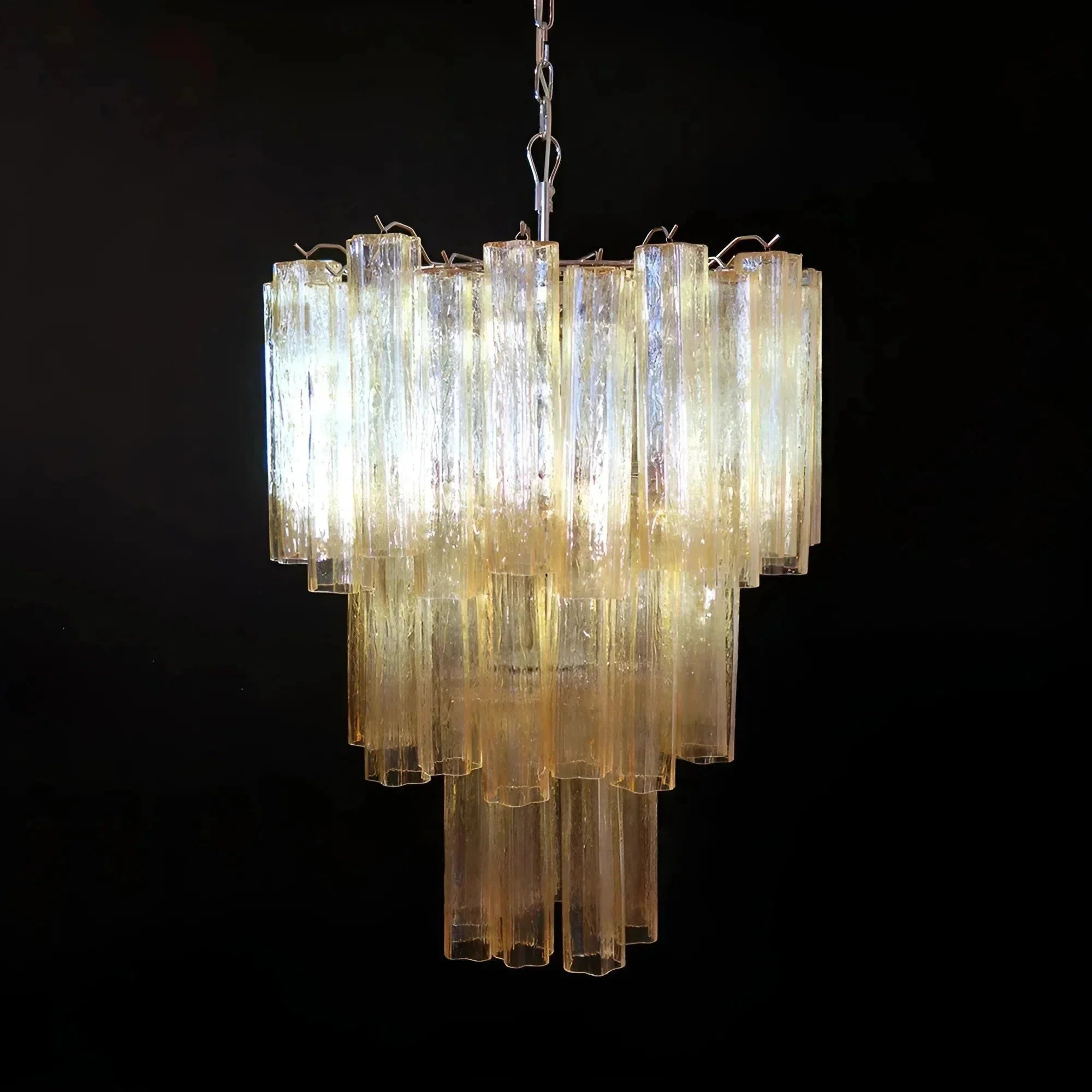 Elegant Yellow Murano Glass Tube Chandelier 25.6" - fovolighting