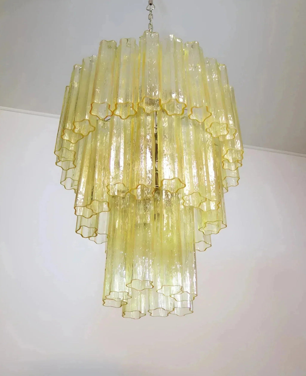 Elegant Yellow Murano Glass Tube Chandelier 25.6" - fovolighting