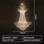 Empire Extra Large French Classic Multi - tiered Crystal Chandelier - fovolighting