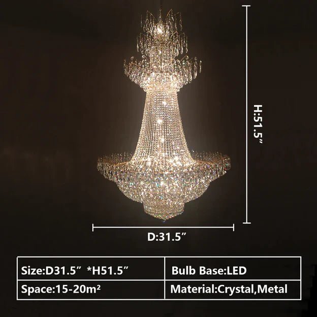 Empire Extra Large French Classic Multi - tiered Crystal Chandelier - fovolighting