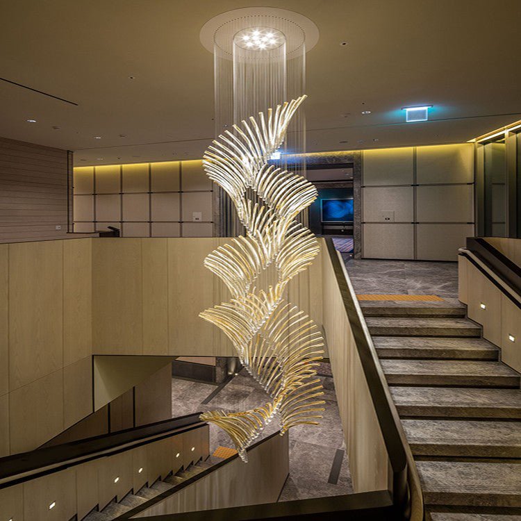 European Style Spiral Glass Chandelier for Staircase/Foyer/Hotel/Villa - fovolighting
