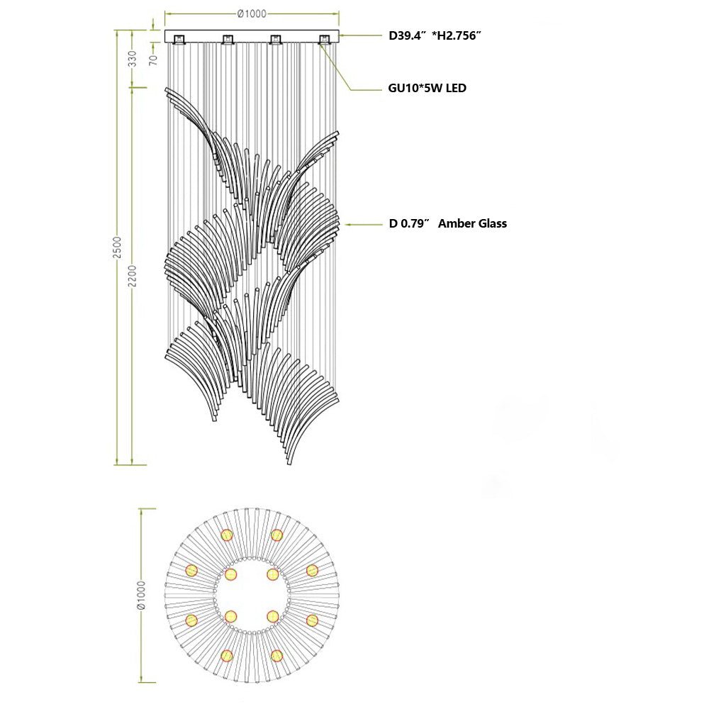 European Style Spiral Glass Chandelier for Staircase/Foyer/Hotel/Villa - fovolighting