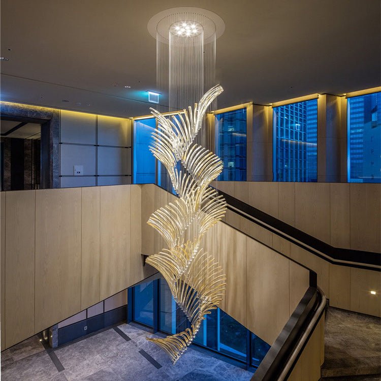 European Style Spiral Glass Chandelier for Staircase/Foyer/Hotel/Villa - fovolighting