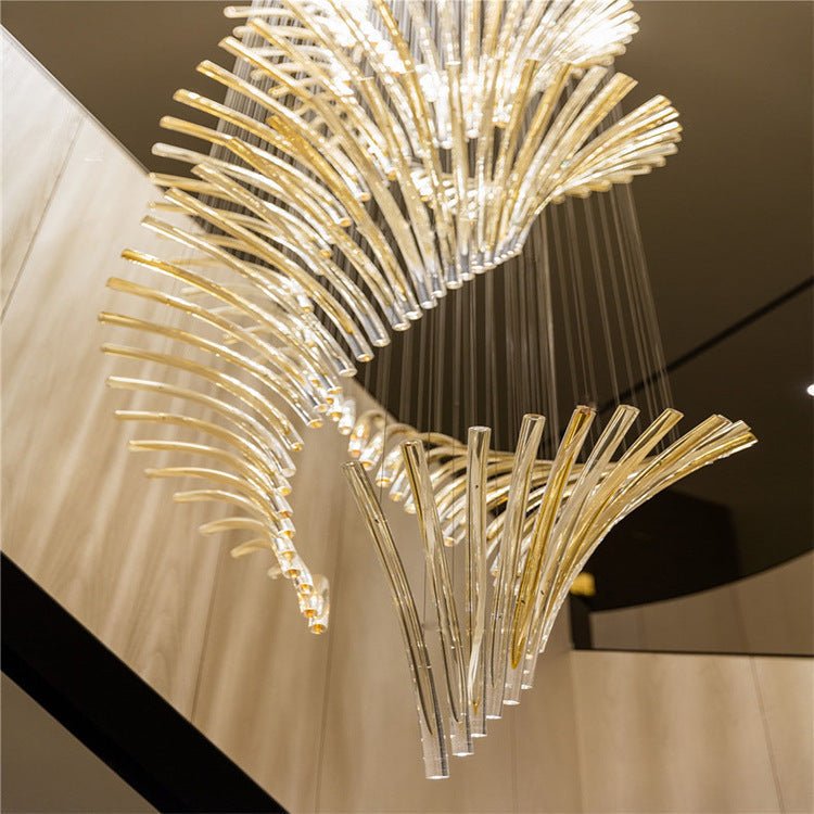 European Style Spiral Glass Chandelier for Staircase/Foyer/Hotel/Villa - fovolighting