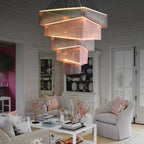 Extra Large Art Multi - tier Aluminum Chain Tassel Chandelier for High - Ceiling Room - fovolighting