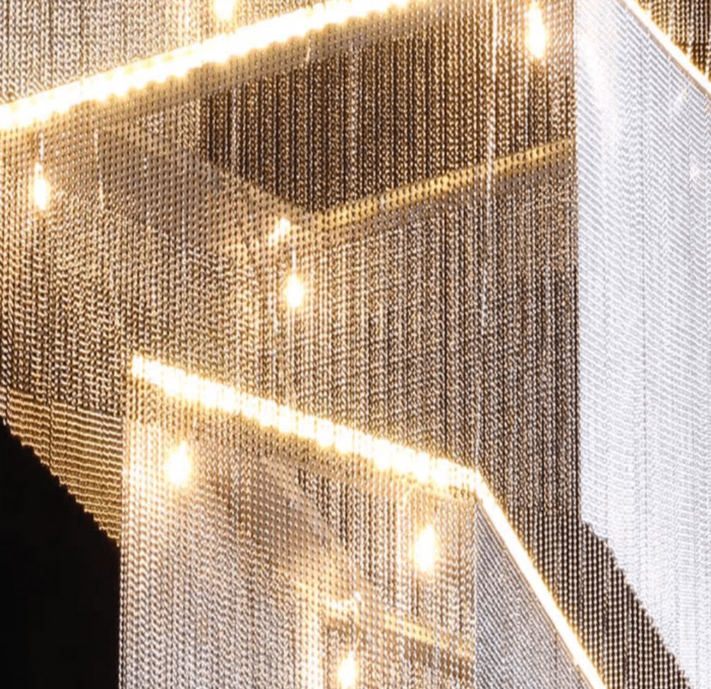 Extra Large Art Multi - tier Aluminum Chain Tassel Chandelier for High - Ceiling Room - fovolighting