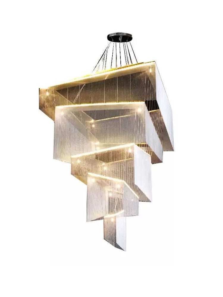 Extra Large Art Multi - tier Aluminum Chain Tassel Chandelier for High - Ceiling Room - fovolighting