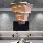 Extra Large Art Multi - tier Aluminum Chain Tassel Chandelier for High - Ceiling Room - fovolighting