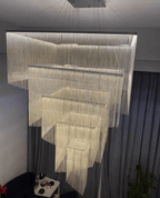 Extra Large Art Multi - tier Aluminum Chain Tassel Chandelier for High - Ceiling Room - fovolighting