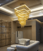 Extra Large Art Multi - tier Aluminum Chain Tassel Chandelier for High - Ceiling Room - fovolighting