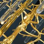 Extra Large Brass Tree Branch LED Chandelier Crystal Bar Drops Ceiling Light Fixture For Foyer Living Room Hall - fovolighting