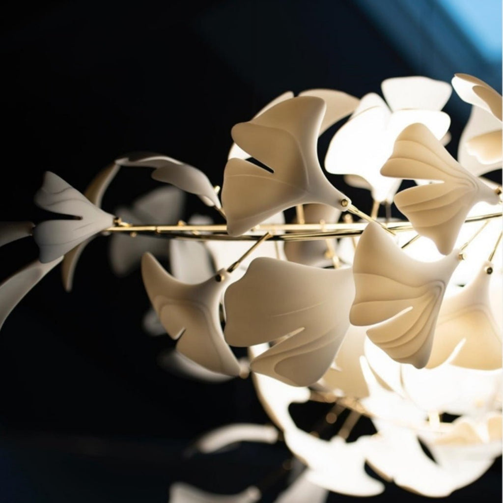 Extra Large Ceramics Twig White Flowers Chandelier Iron Tree Branch Pendant Light For Big Living/ Dining Room - fovolighting