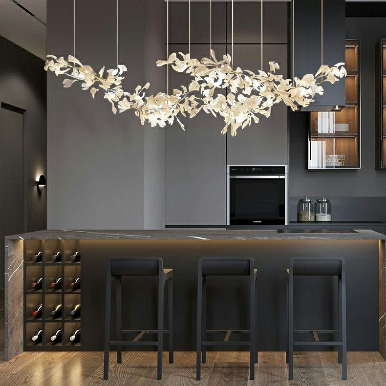 Extra Large Ceramics Twig White Flowers Chandelier Iron Tree Branch Pendant Light For Big Living/ Dining Room - fovolighting