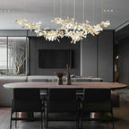 Extra Large Ceramics Twig White Flowers Chandelier Iron Tree Branch Pendant Light For Big Living/ Dining Room - fovolighting