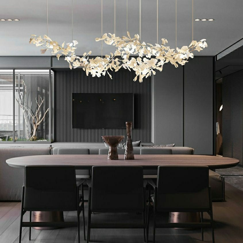 Extra Large Ceramics Twig White Flowers Chandelier Iron Tree Branch Pendant Light For Big Living/ Dining Room - fovolighting