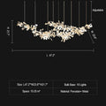 Extra Large Ceramics Twig White Flowers Chandelier Iron Tree Branch Pendant Light For Big Living/ Dining Room - fovolighting