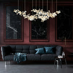 Extra Large Ceramics Twig White Flowers Chandelier Iron Tree Branch Pendant Light For Big Living/ Dining Room - fovolighting