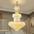 Extra Large Crystal Feather Style Chandelier Long Foyer Staircase Ceiling Lighting Fixture For Living Room - fovolighting