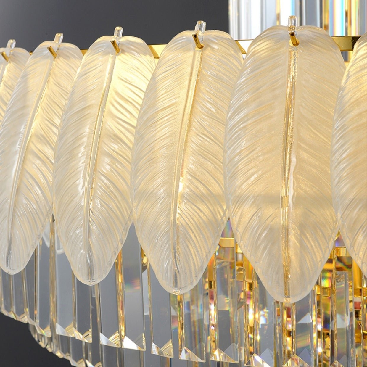 Extra Large Crystal Feather Style Chandelier Long Foyer Staircase Ceiling Lighting Fixture For Living Room - fovolighting