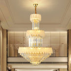 Extra Large Crystal Feather Style Chandelier Long Foyer Staircase Ceiling Lighting Fixture For Living Room - fovolighting