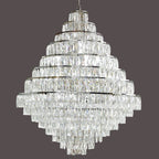 Extra Large Decorative Crystal Chandelier Foyer Hall Ceiling Light Fixture For Staircase In Gold/ Chrome - fovolighting