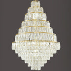 Extra Large Decorative Crystal Chandelier Foyer Hall Ceiling Light Fixture For Staircase In Gold/ Chrome - fovolighting