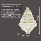 Extra Large Decorative Crystal Chandelier Foyer Hall Ceiling Light Fixture For Staircase In Gold/ Chrome - fovolighting