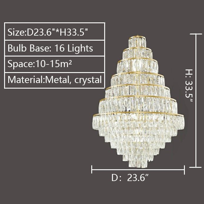 Extra Large Decorative Crystal Chandelier Foyer Hall Ceiling Light Fixture For Staircase In Gold/ Chrome - fovolighting