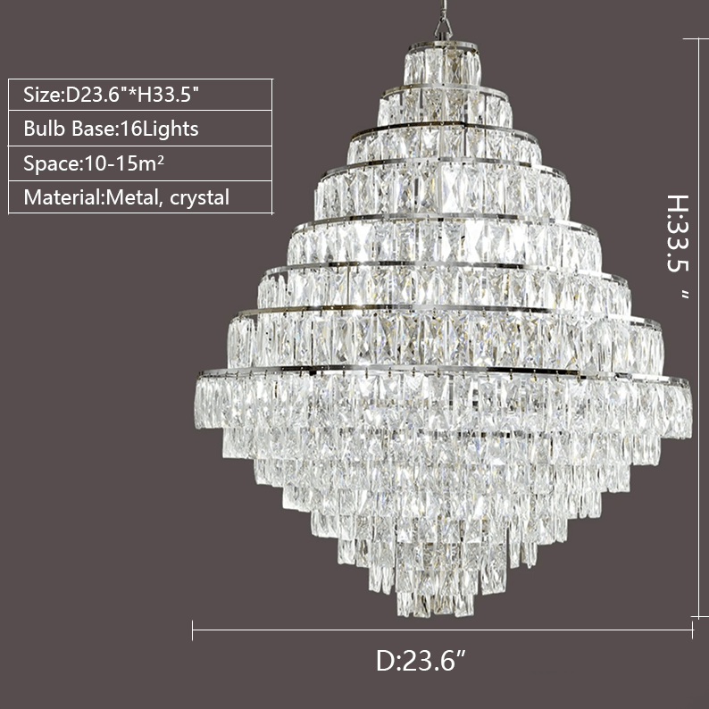 Extra Large Decorative Crystal Chandelier Foyer Hall Ceiling Light Fixture For Staircase In Gold/ Chrome - fovolighting