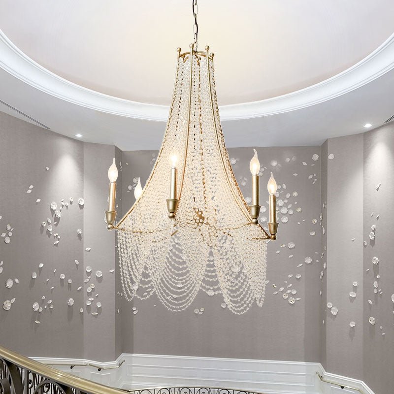 Extra Large European Crystal Beaded Chandelier Candle Light for Stairs / Duplex / Villa - fovolighting