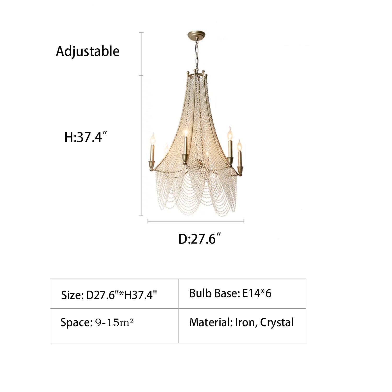 Extra Large European Crystal Beaded Chandelier Candle Light for Stairs / Duplex / Villa - fovolighting