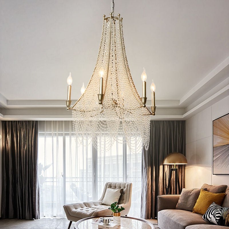 Extra Large European Crystal Beaded Chandelier Candle Light for Stairs / Duplex / Villa - fovolighting