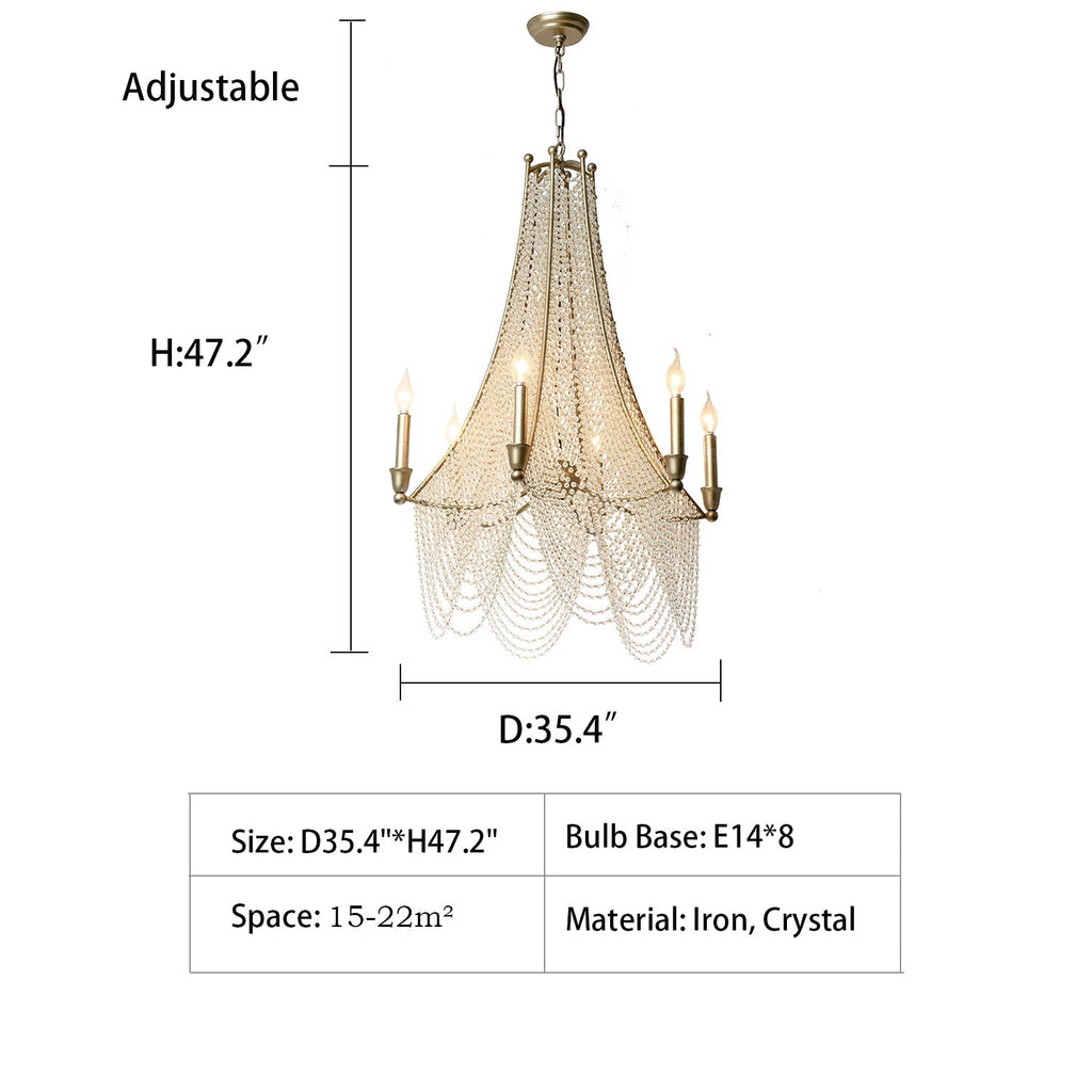 Extra Large European Crystal Beaded Chandelier Candle Light for Stairs / Duplex / Villa - fovolighting