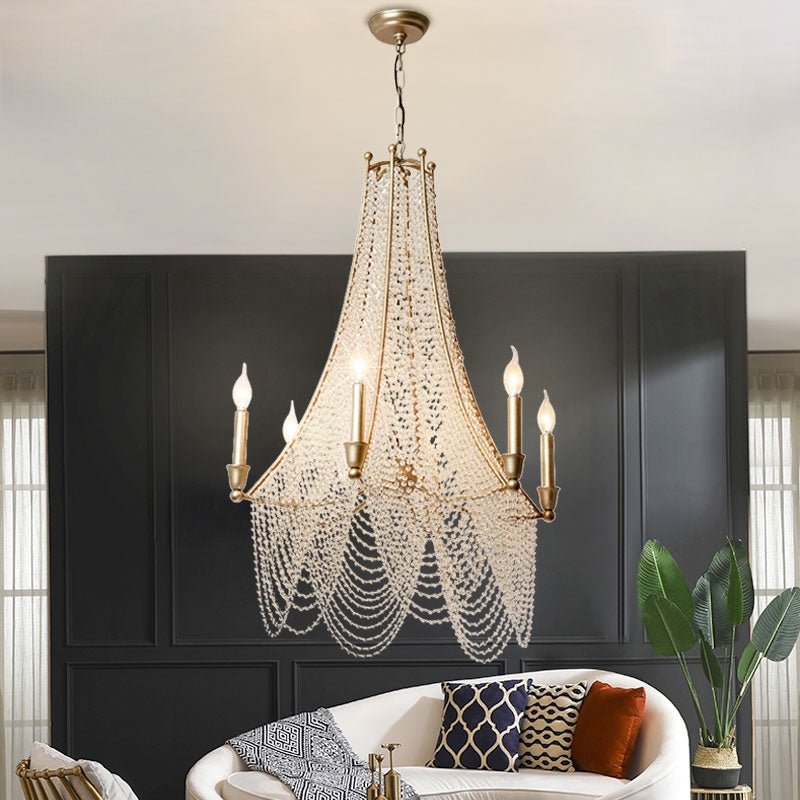 Extra Large European Crystal Beaded Chandelier Candle Light for Stairs / Duplex / Villa - fovolighting