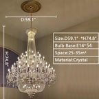 Extra Large European - style Multi - layers Candle Luxury Crystal Chandelier Gold Art Foyer/Staircase Decorative Light Fixture - fovolighting
