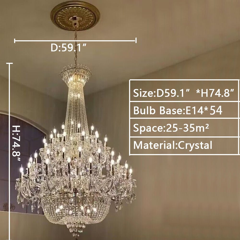 Extra Large European - style Multi - layers Candle Luxury Crystal Chandelier Gold Art Foyer/Staircase Decorative Light Fixture - fovolighting