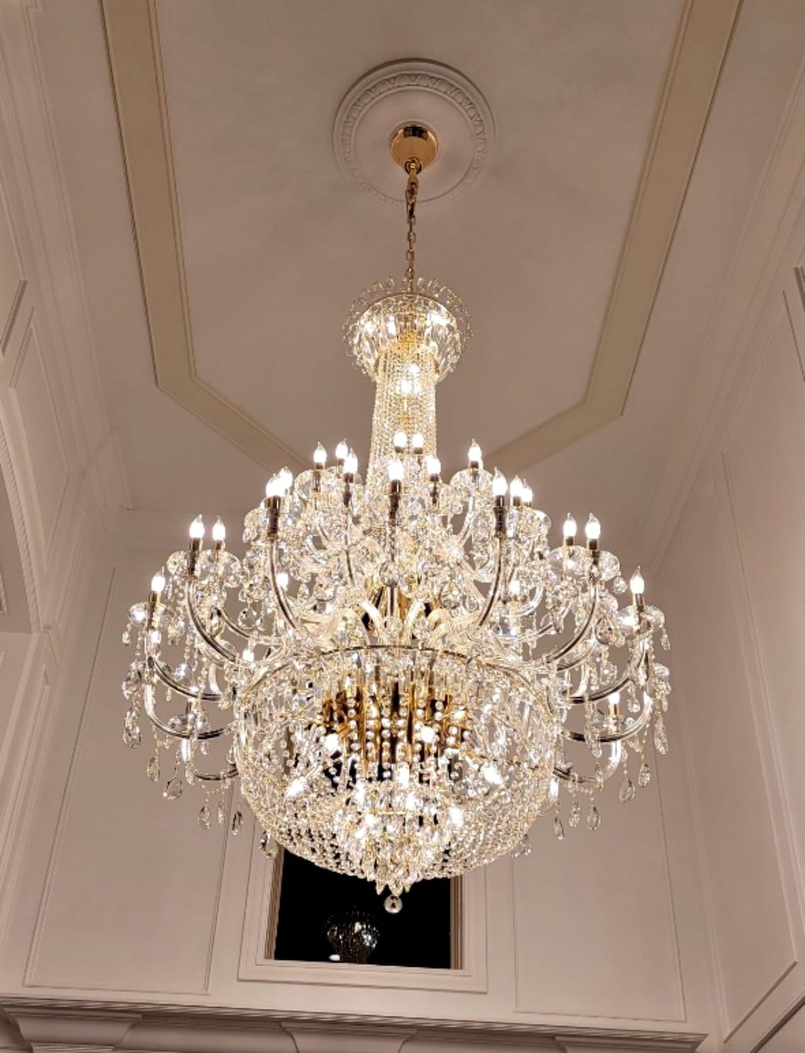 Extra Large European - style Multi - layers Candle Luxury Crystal Chandelier Gold Art Foyer/Staircase Decorative Light Fixture - fovolighting