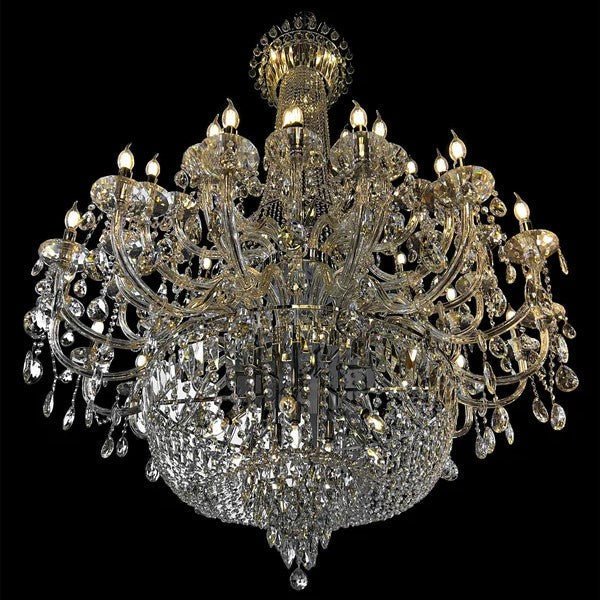 Extra Large European - style Multi - layers Candle Luxury Crystal Chandelier Gold Art Foyer/Staircase Decorative Light Fixture - fovolighting