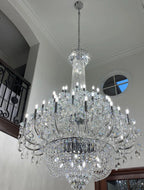 Extra Large European - style Multi - layers Candle Luxury Crystal Chandelier Gold Art Foyer/Staircase Decorative Light Fixture - fovolighting
