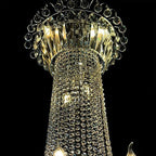 Extra Large European - style Multi - layers Candle Luxury Crystal Chandelier Gold Art Foyer/Staircase Decorative Light Fixture - fovolighting