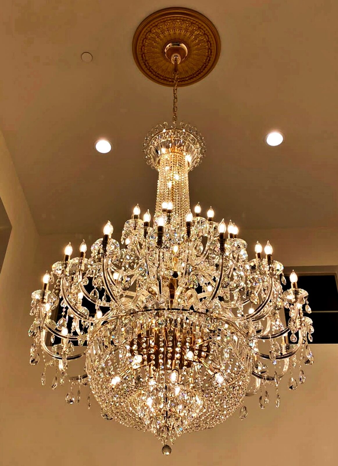 Extra Large European - style Multi - layers Candle Luxury Crystal Chandelier Gold Art Foyer/Staircase Decorative Light Fixture - fovolighting